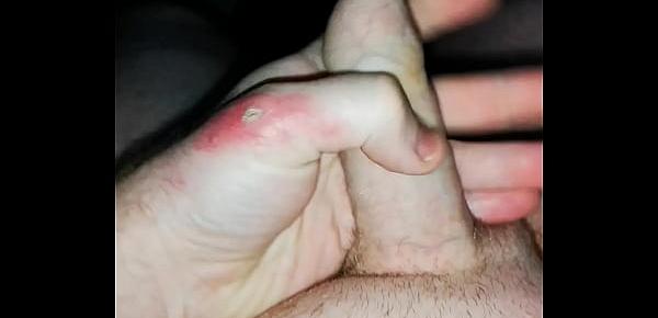  Masterbating my uncut cock